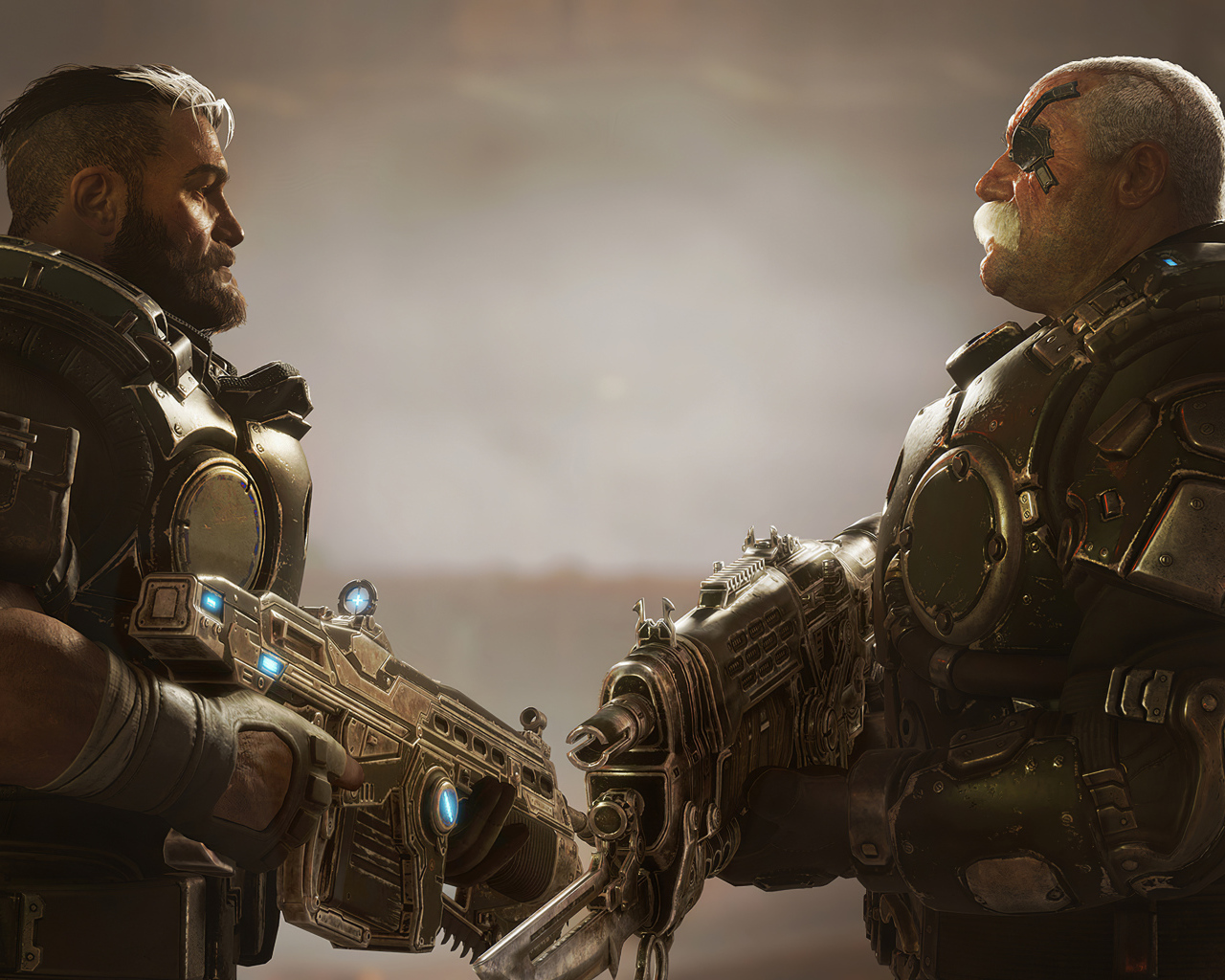 Солдаты с оружием, компьютерная игра Gears Tactics, 2020