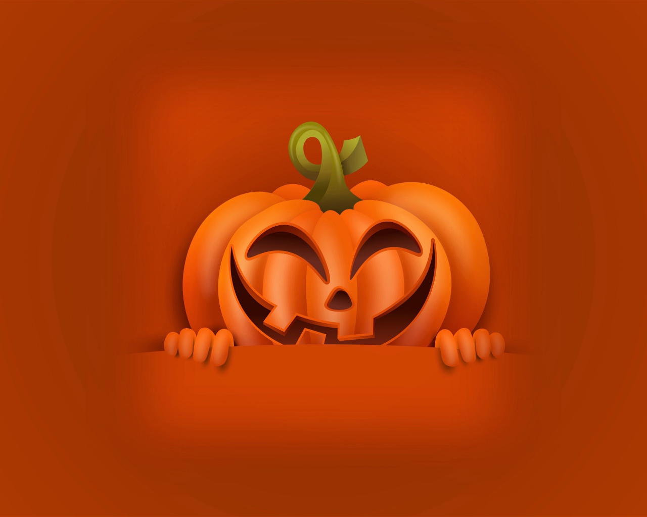 Улыбающаяся тыква на оранжевом фоне на Хэллоуин