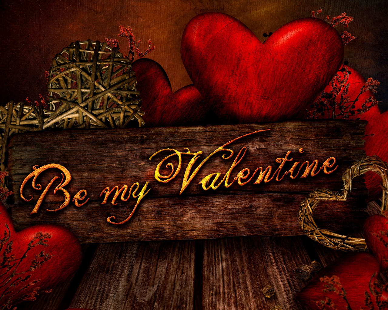 Надпись на доске с сердечками на День Святого Валентина