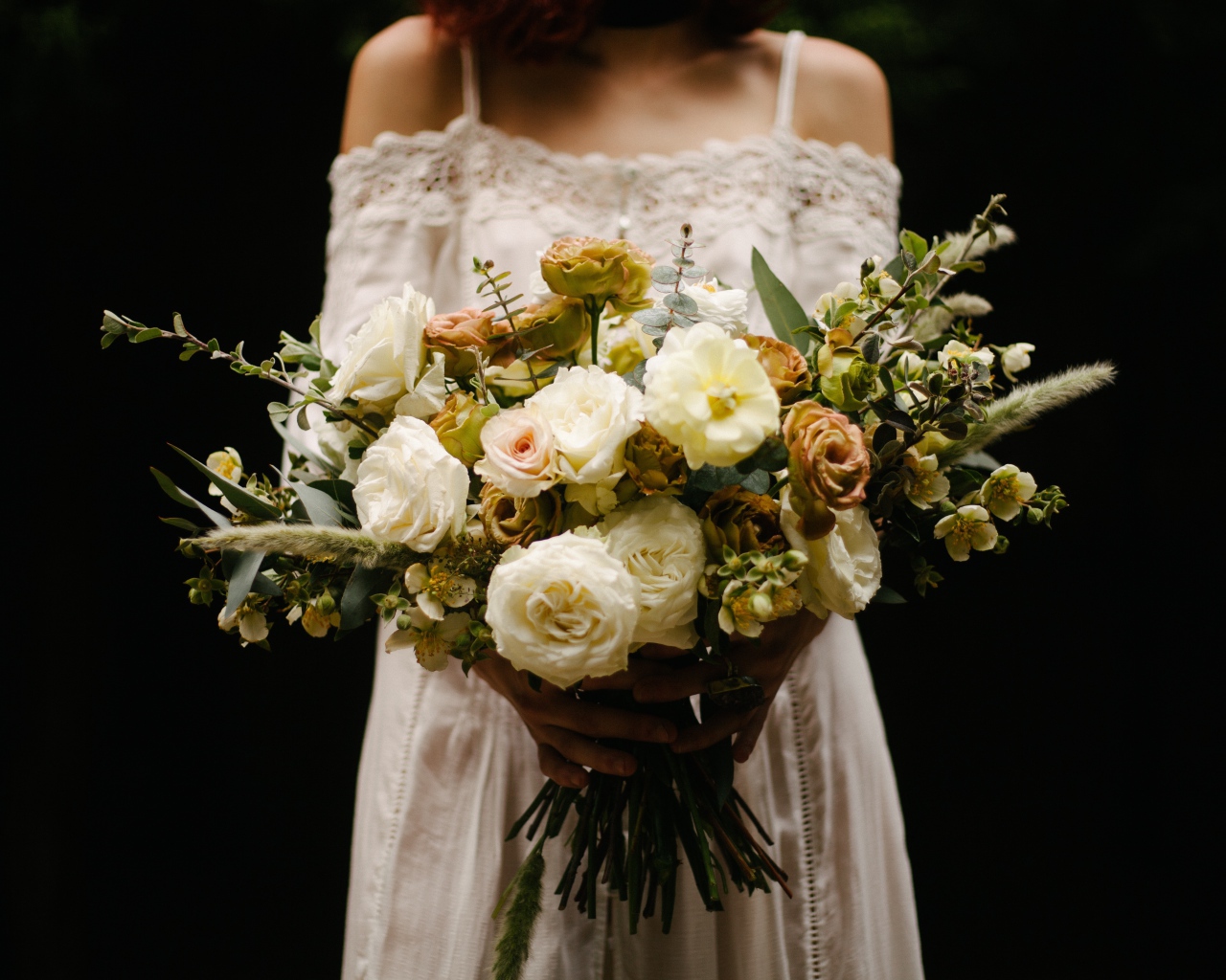 Beautiful bouquet for the girl of the bride on a black background