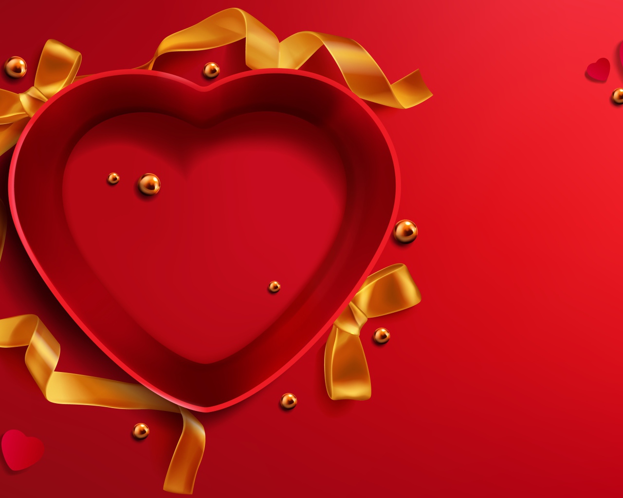 Красная коробка в форме сердца с бантом 