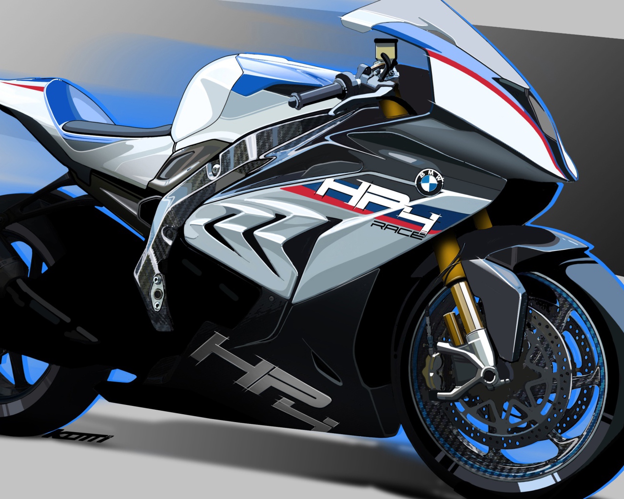 Гоночный мотоцикл BMW HP4  крупным планом