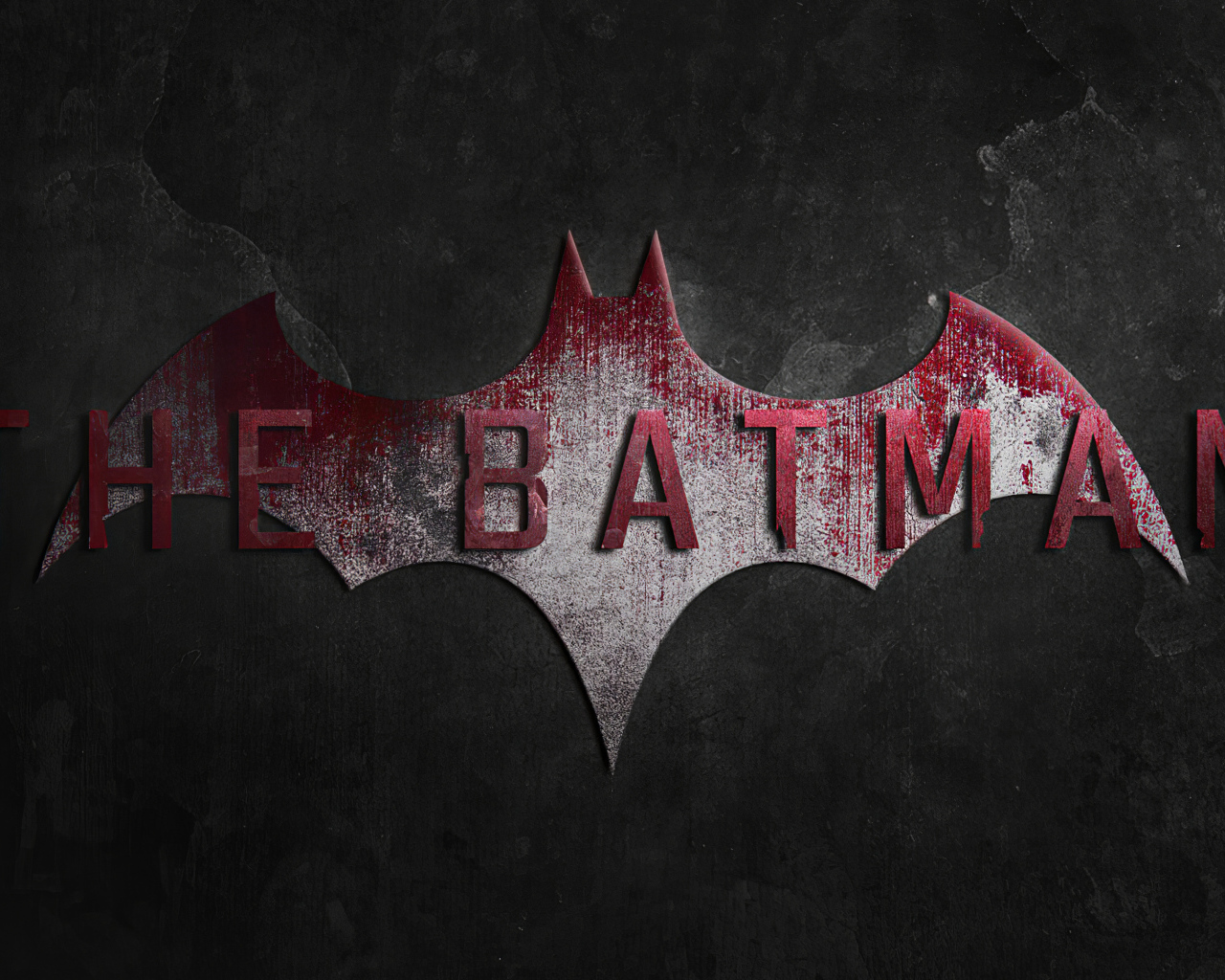 Надпись нового фильма Бэтмен на сером фоне