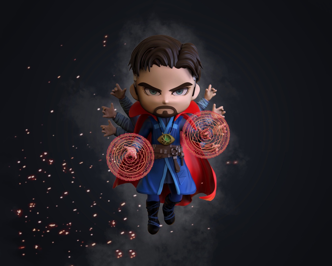 Персонаж Марвел Доктор Стрэндж на сером фоне