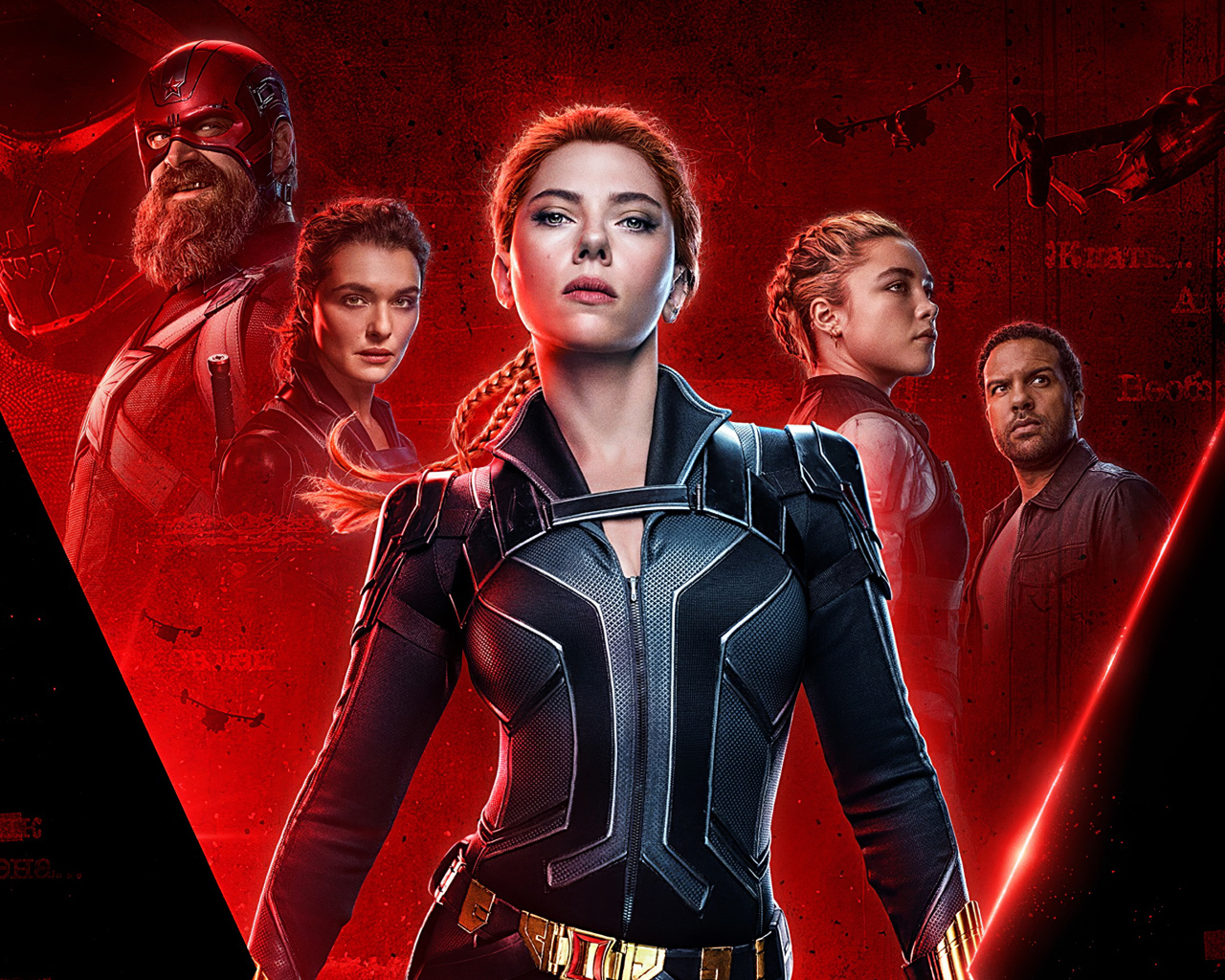 Постер с персонажами фильма Чёрная вдова, 2020 года