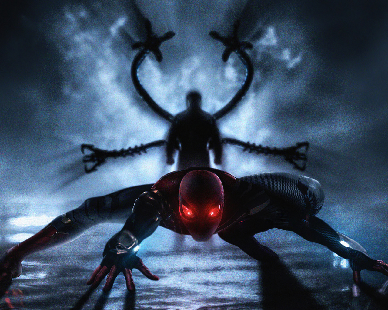 Супергерой спайдермен готовится в атаке