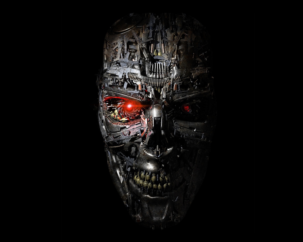 Маска терминатора на черном фоне