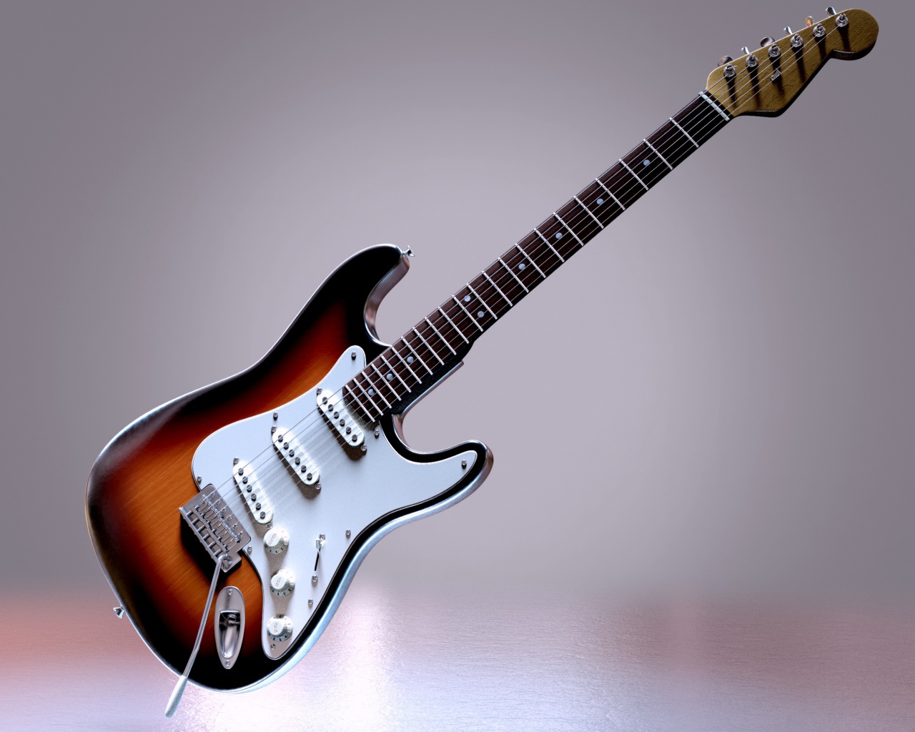 Красивая электрогитара на сером фоне