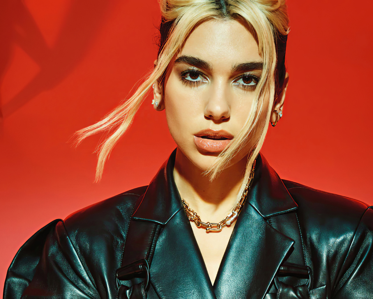 Девушка в черной кожаной куртке, певица Дуа Липа