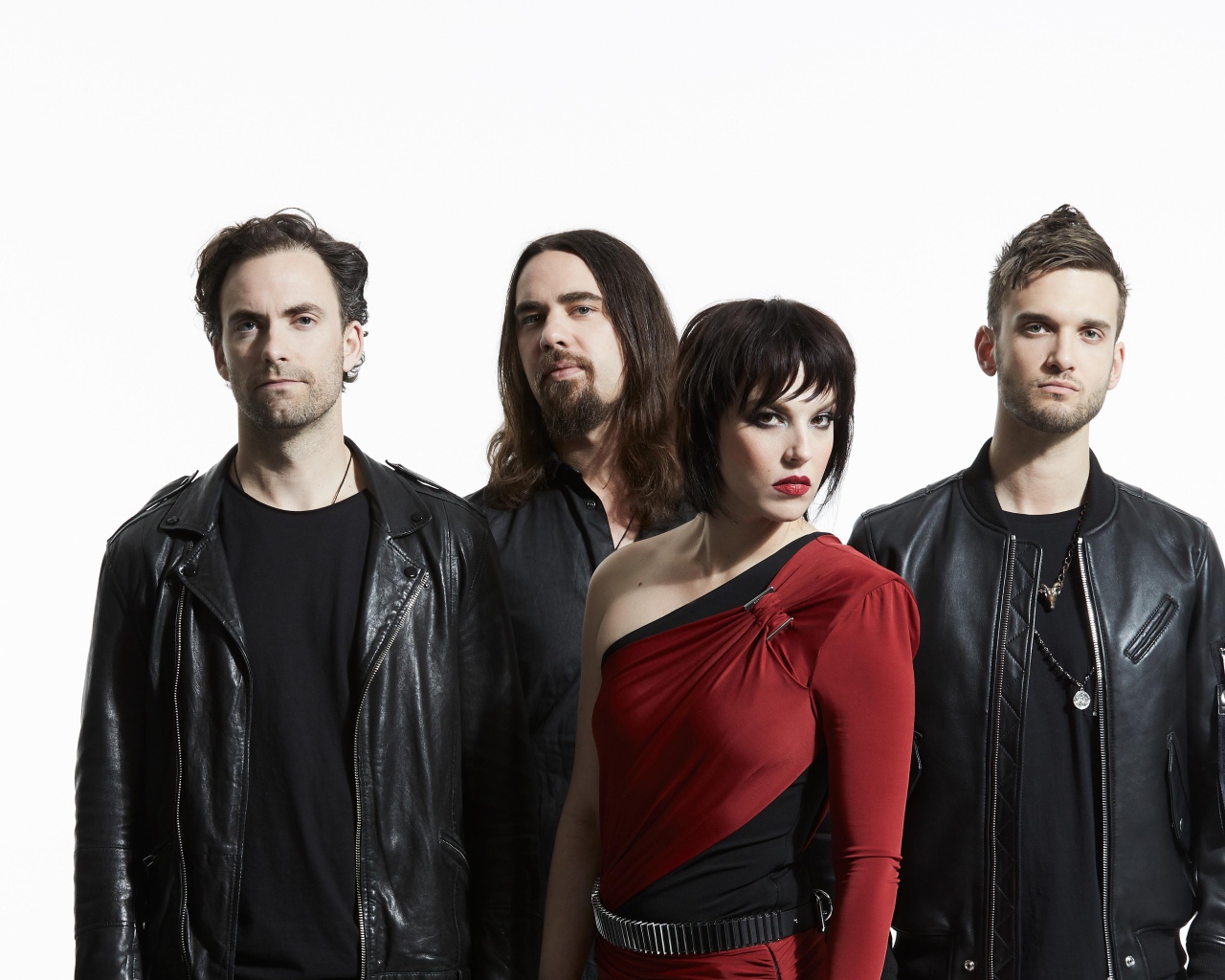 Рок группа Halestorm на белом фоне