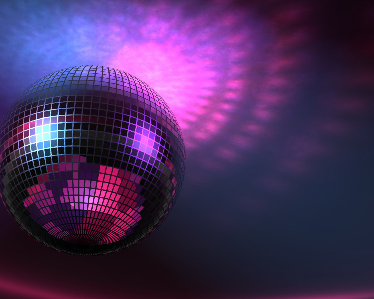 Блестящий диско шар на фиолетовом фоне