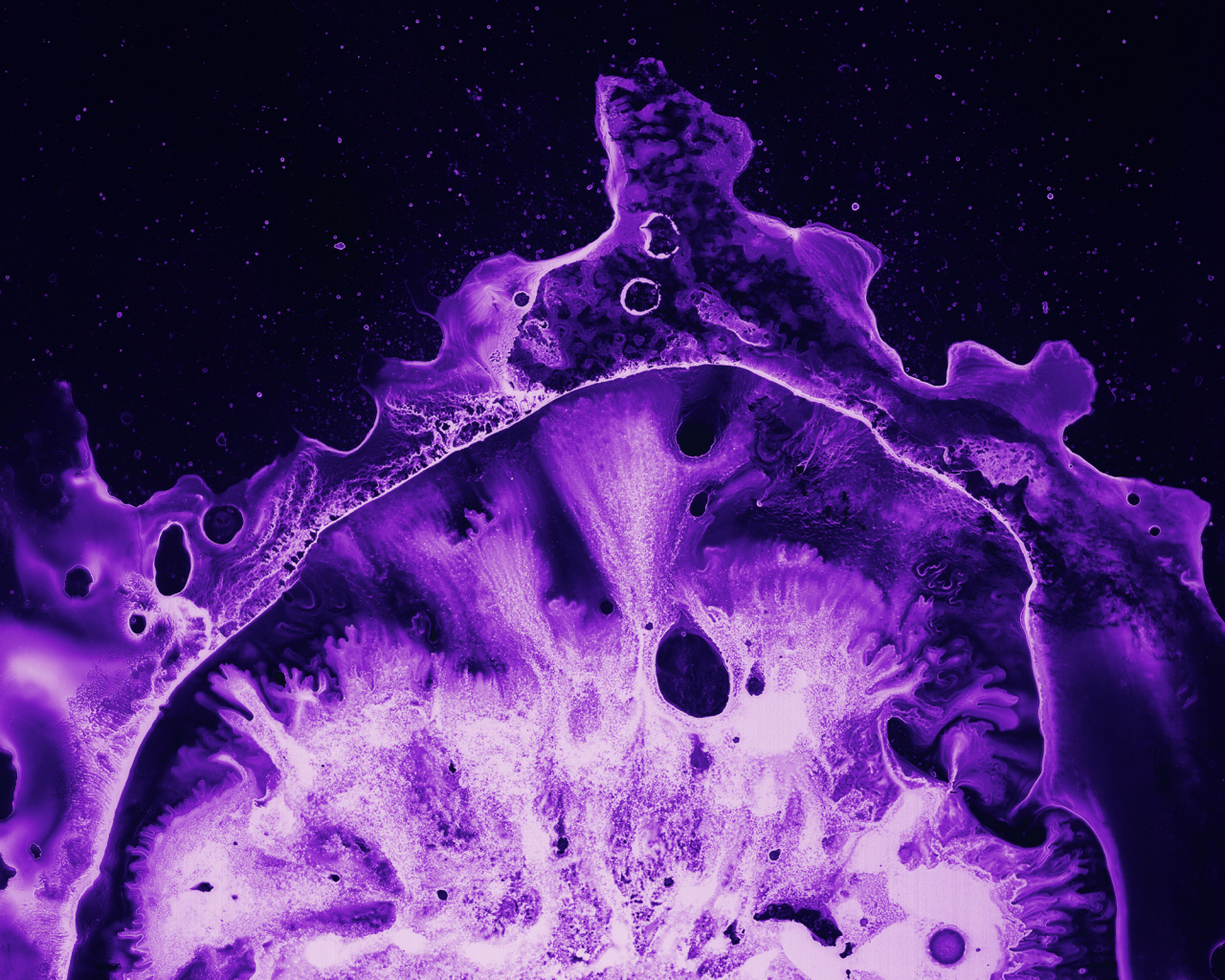 Фиолетовый коралл под микроскопом 