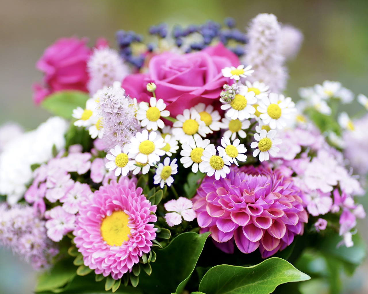 Красивый яркий разноцветный осенний букет