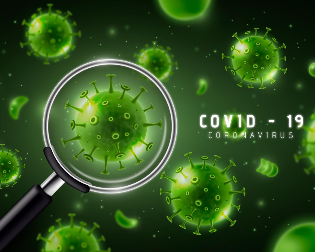 Coronavirus bacteria under a magnifying glass