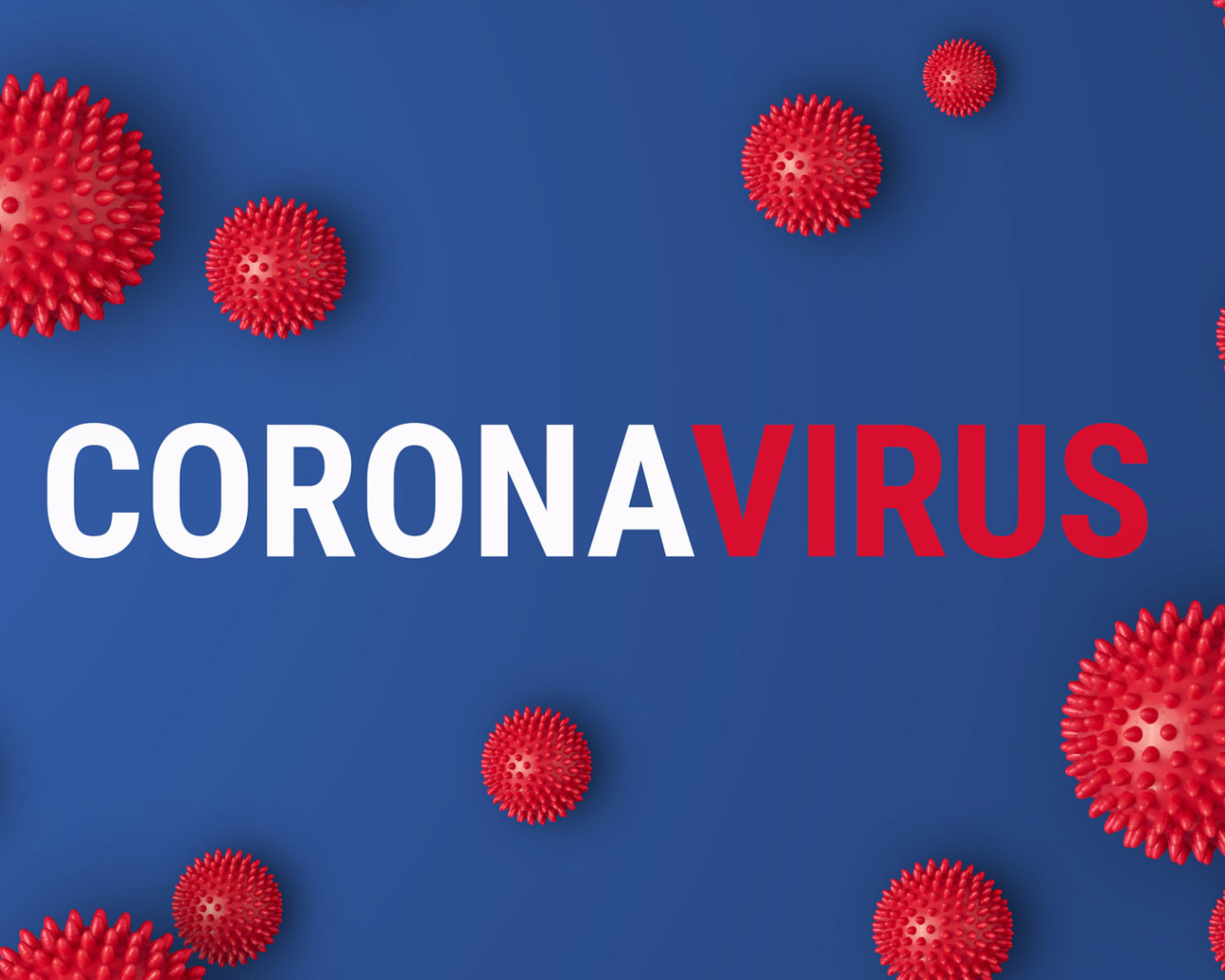 Надпись коронавирус на синем фоне, 2020