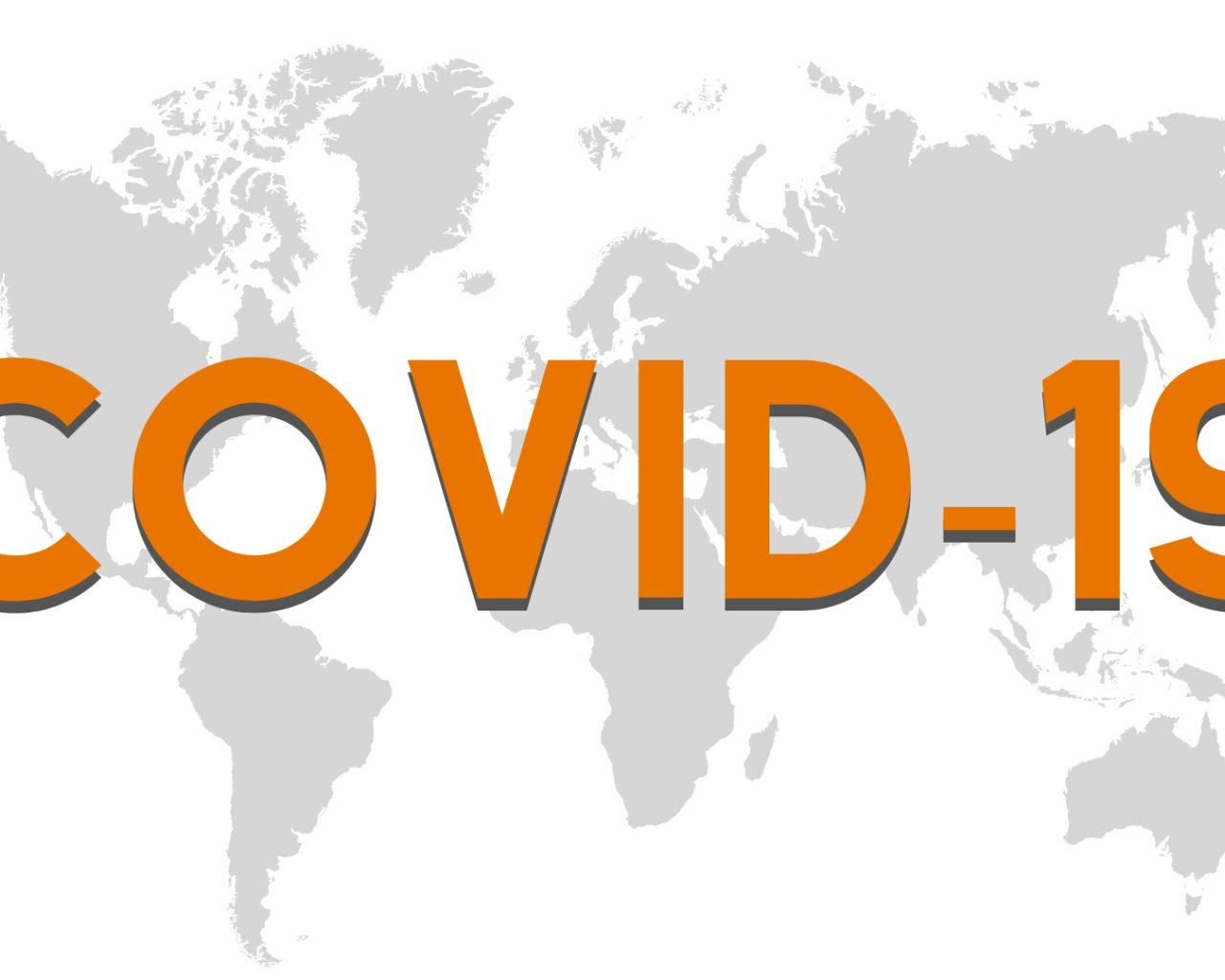 Большая надпись COVID 19 на фоне карты 