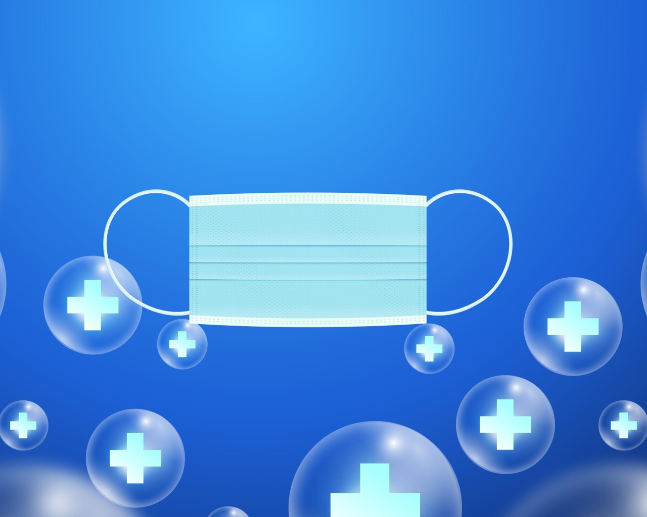 Медицинская маска от коронавируса на голубом фоне 