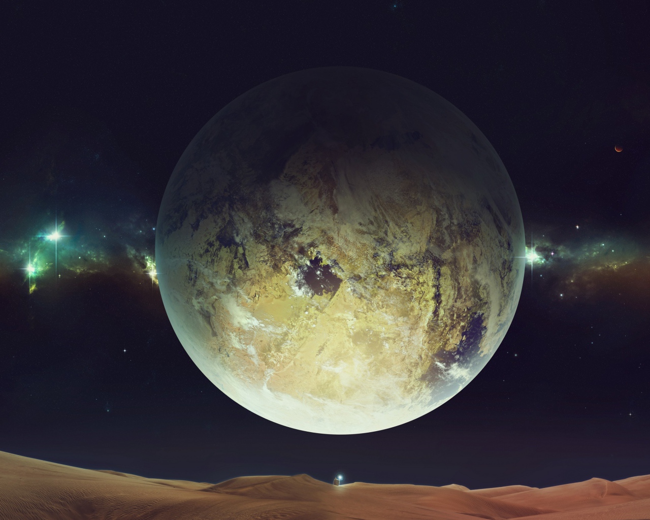 Большая холодная луна в космосе 