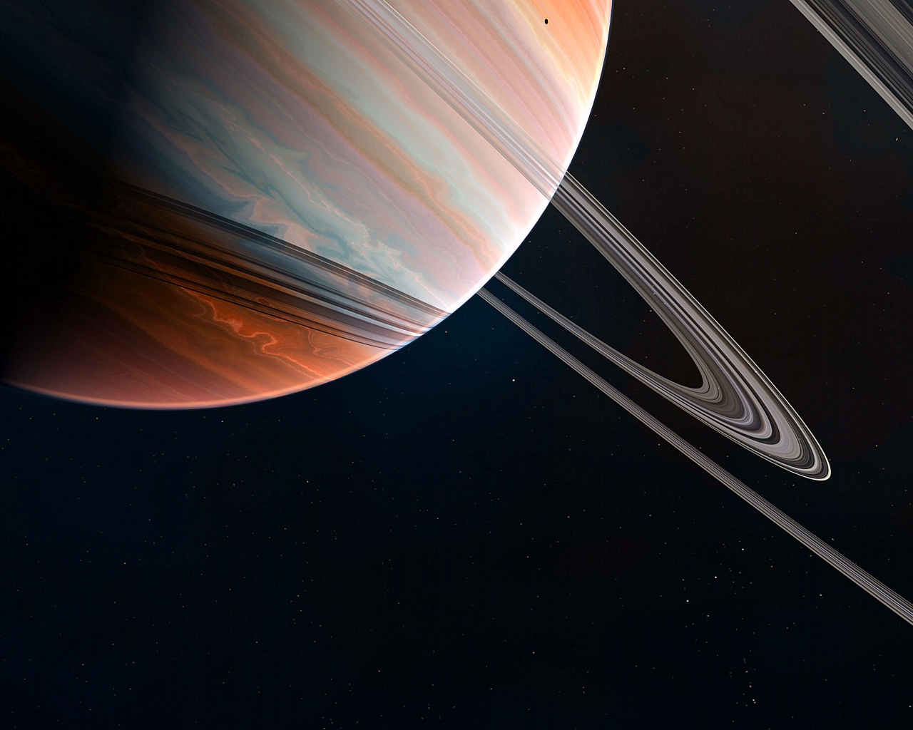 Большая планета Сатурн с кольцами крупным планом