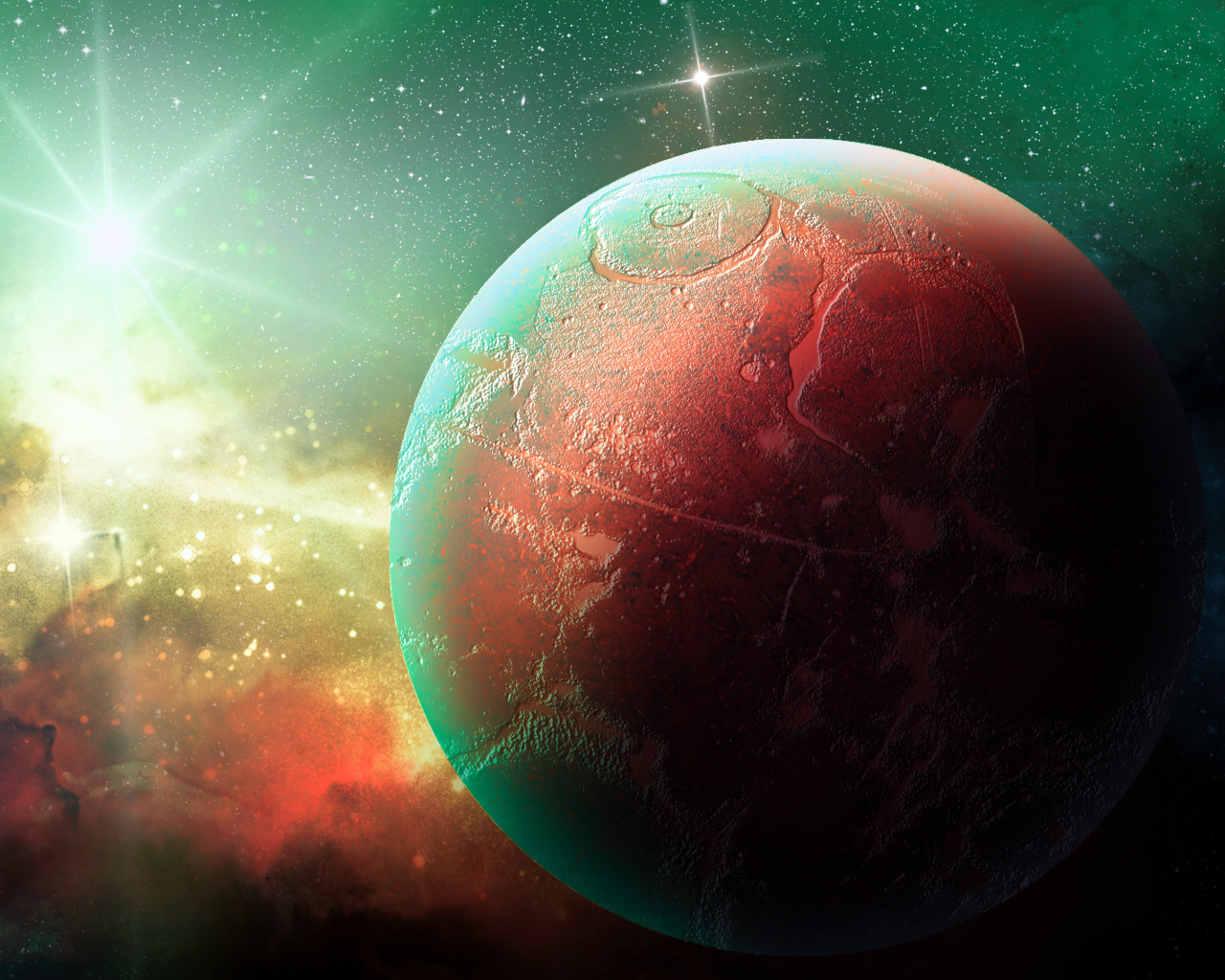 Большая планета в космосе яркими звездами