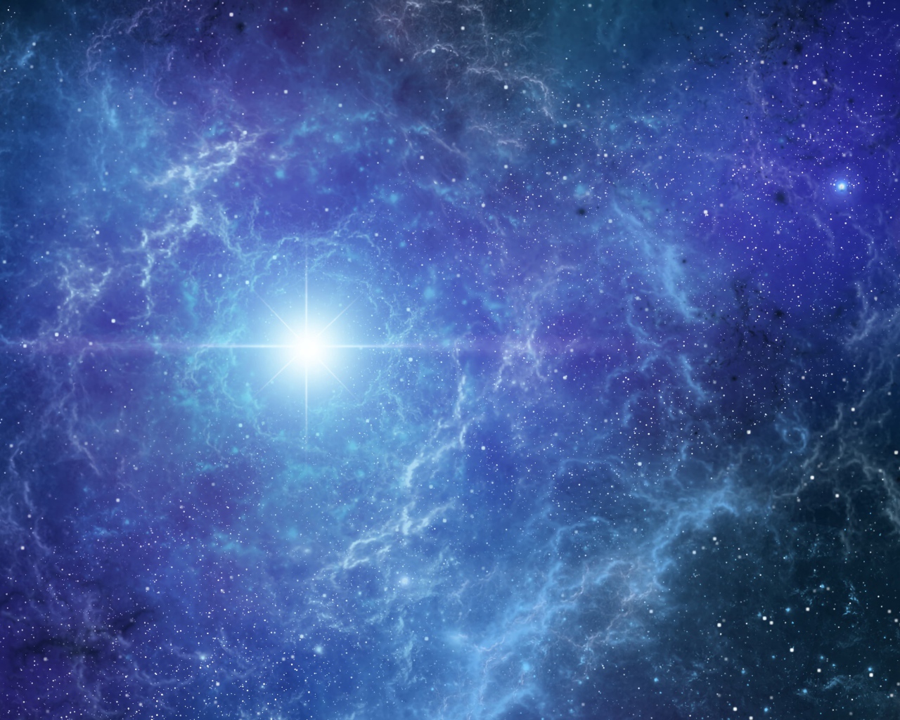 Яркая звезда в туманном звездном небе 