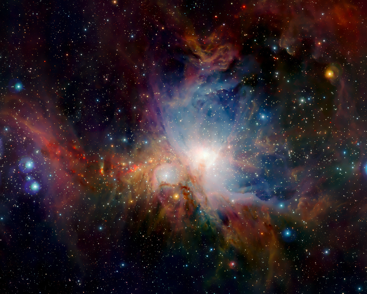 Разноцветный млечный путь в ночном звездном небе