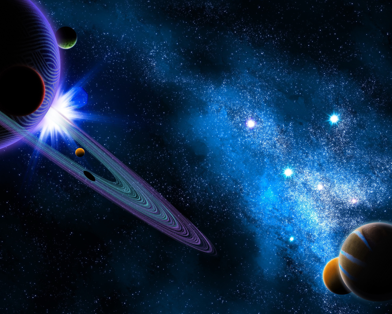Планеты солнечной системы в космосе с млечным путем
