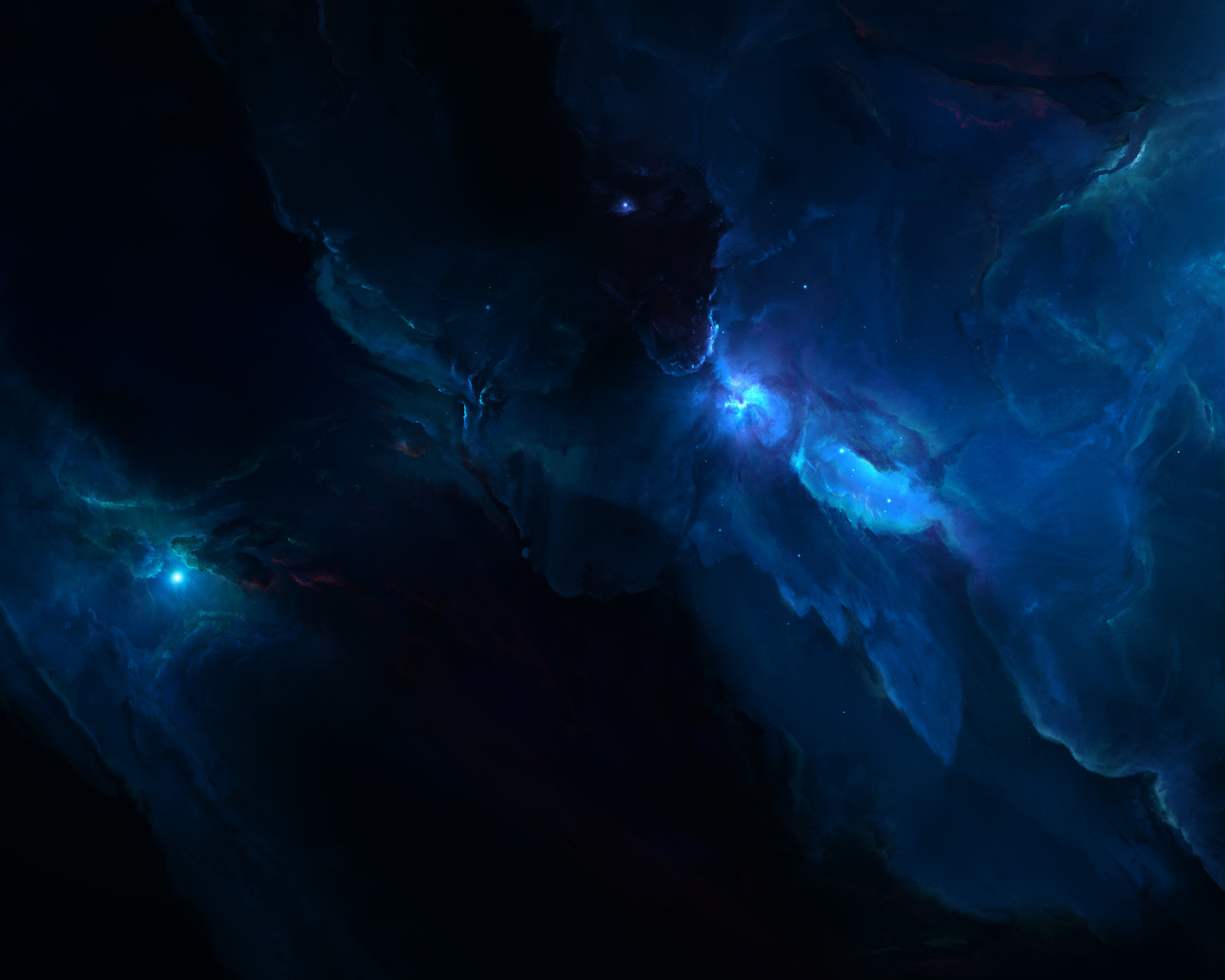 Звезды в синем туманном космосе 