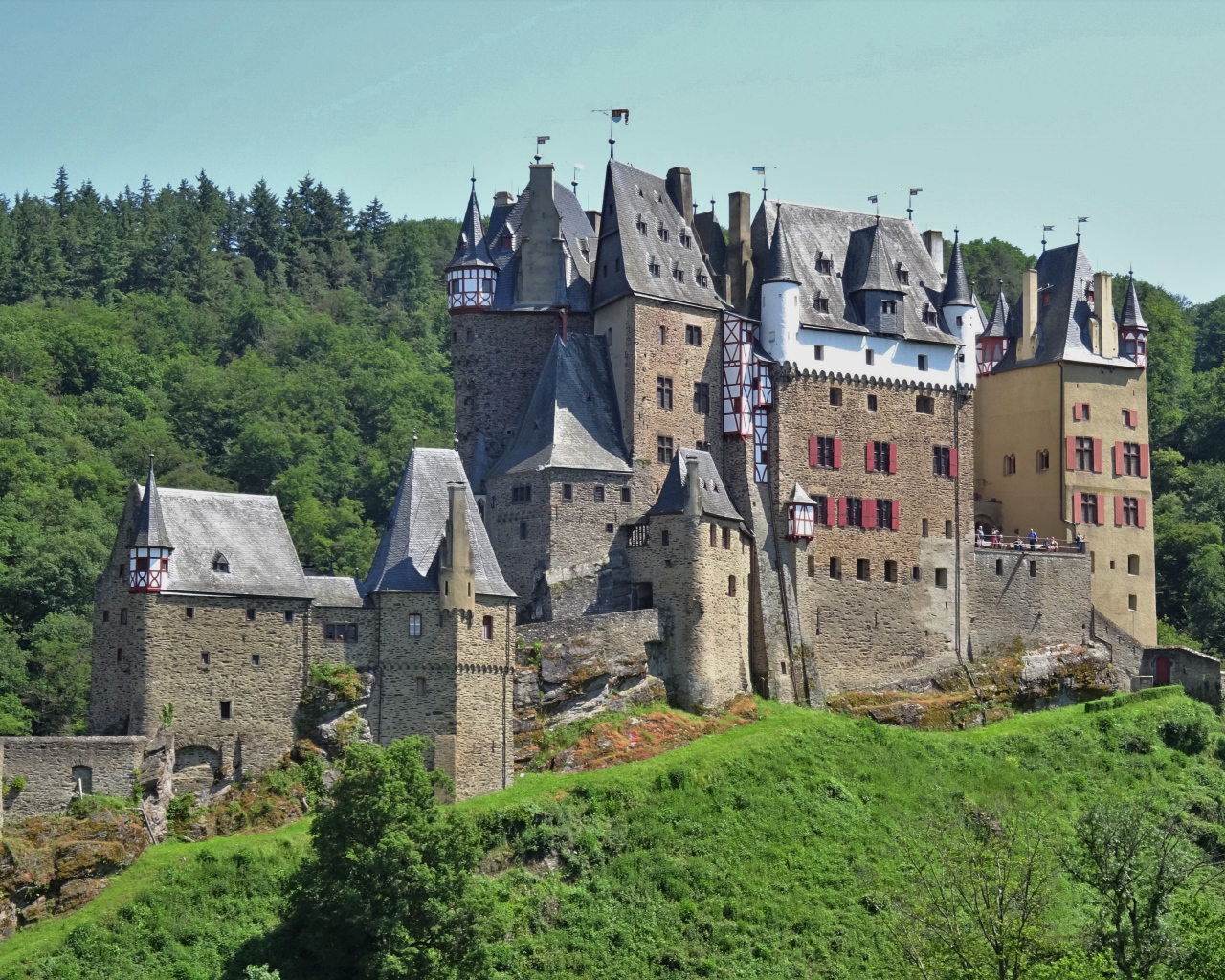 Старинный замок Рейнланд-Пфальц в лесу, Германия