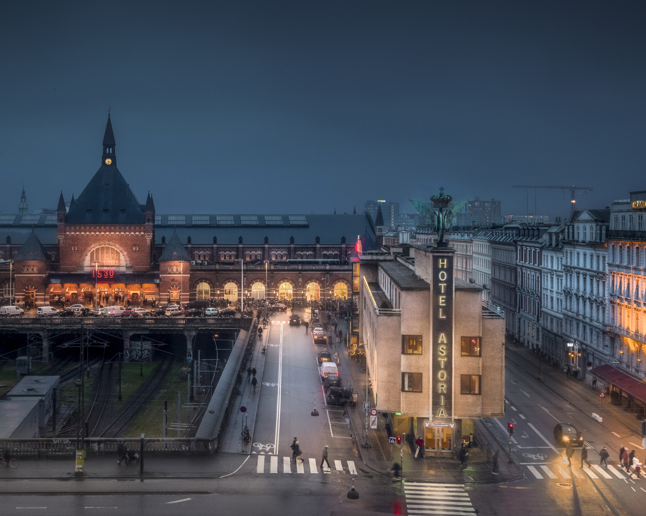 Вид на ночной Копенгаген, Дания