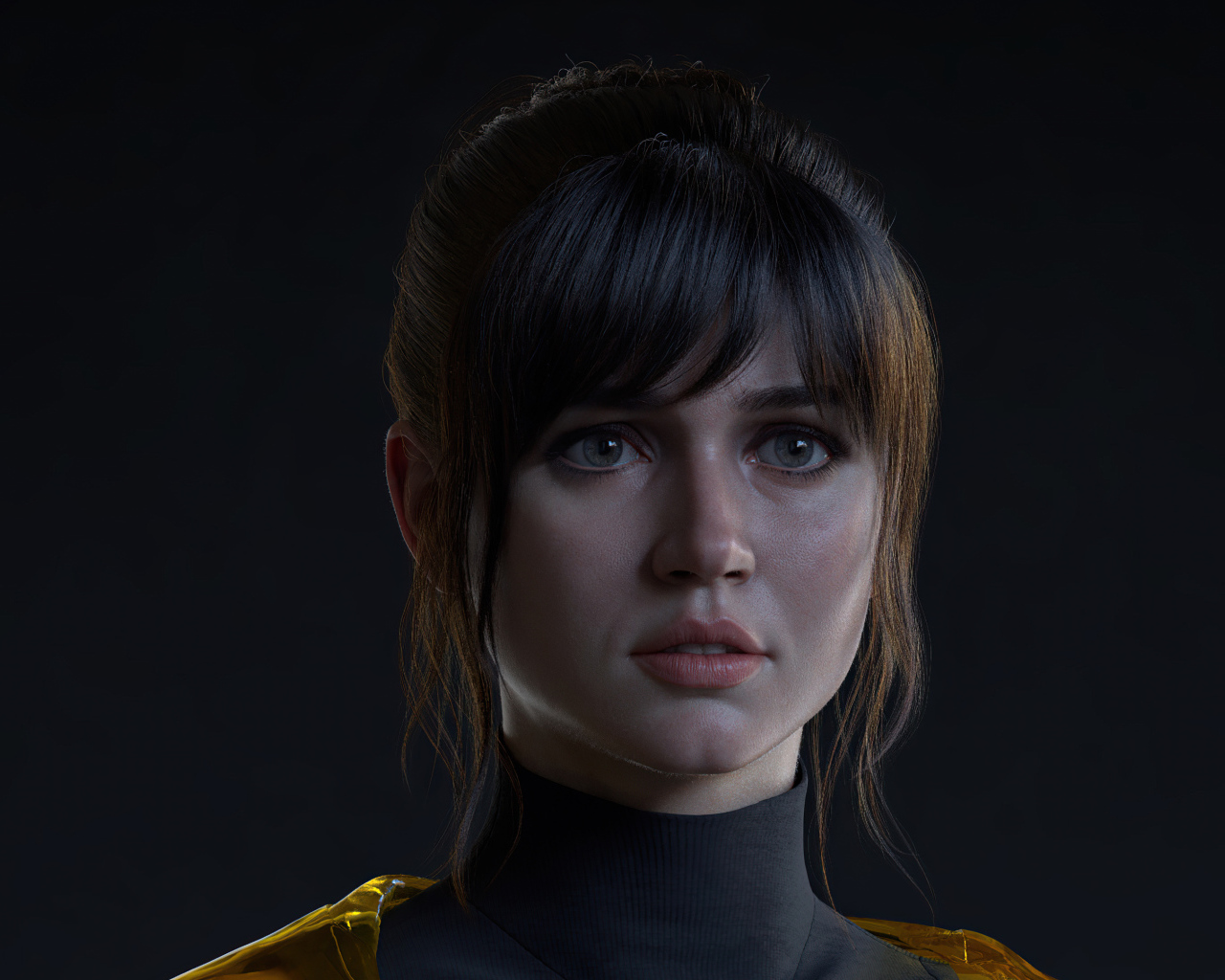 Актриса Анна Де Армас на черном фоне