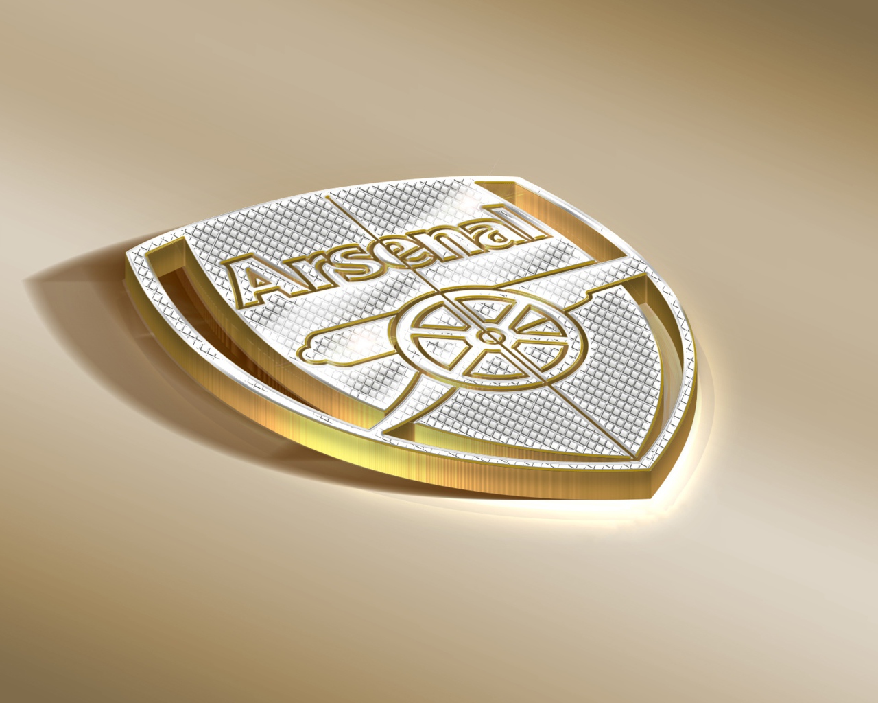 Логотип футбольной команды Arsenal на коричневом фоне 