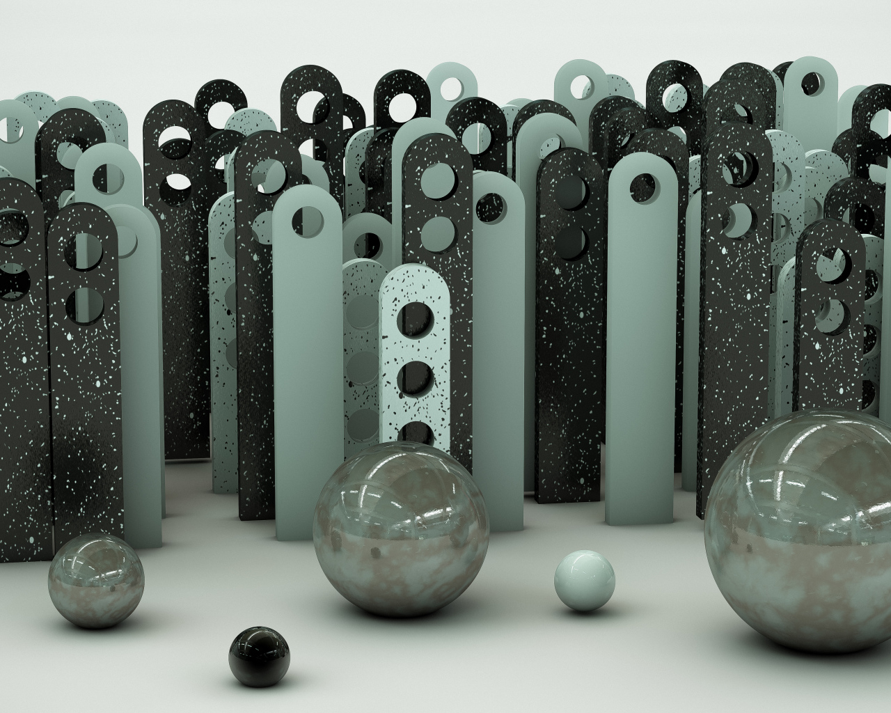 Шары 3д и железные планки 