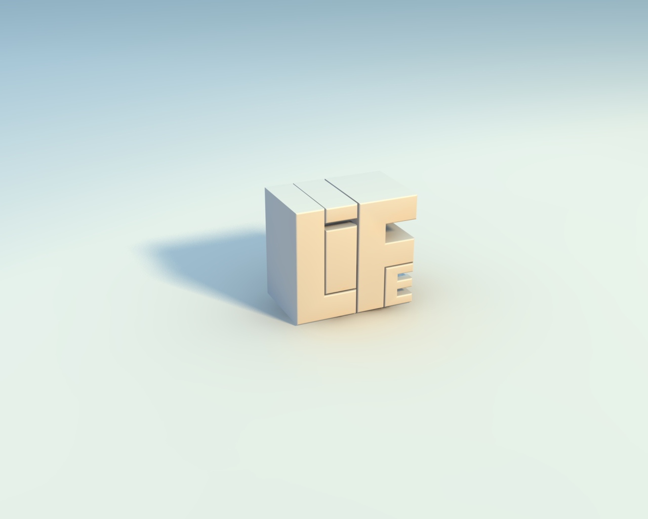 Белая геометрическая фигура 3д на голубом фоне