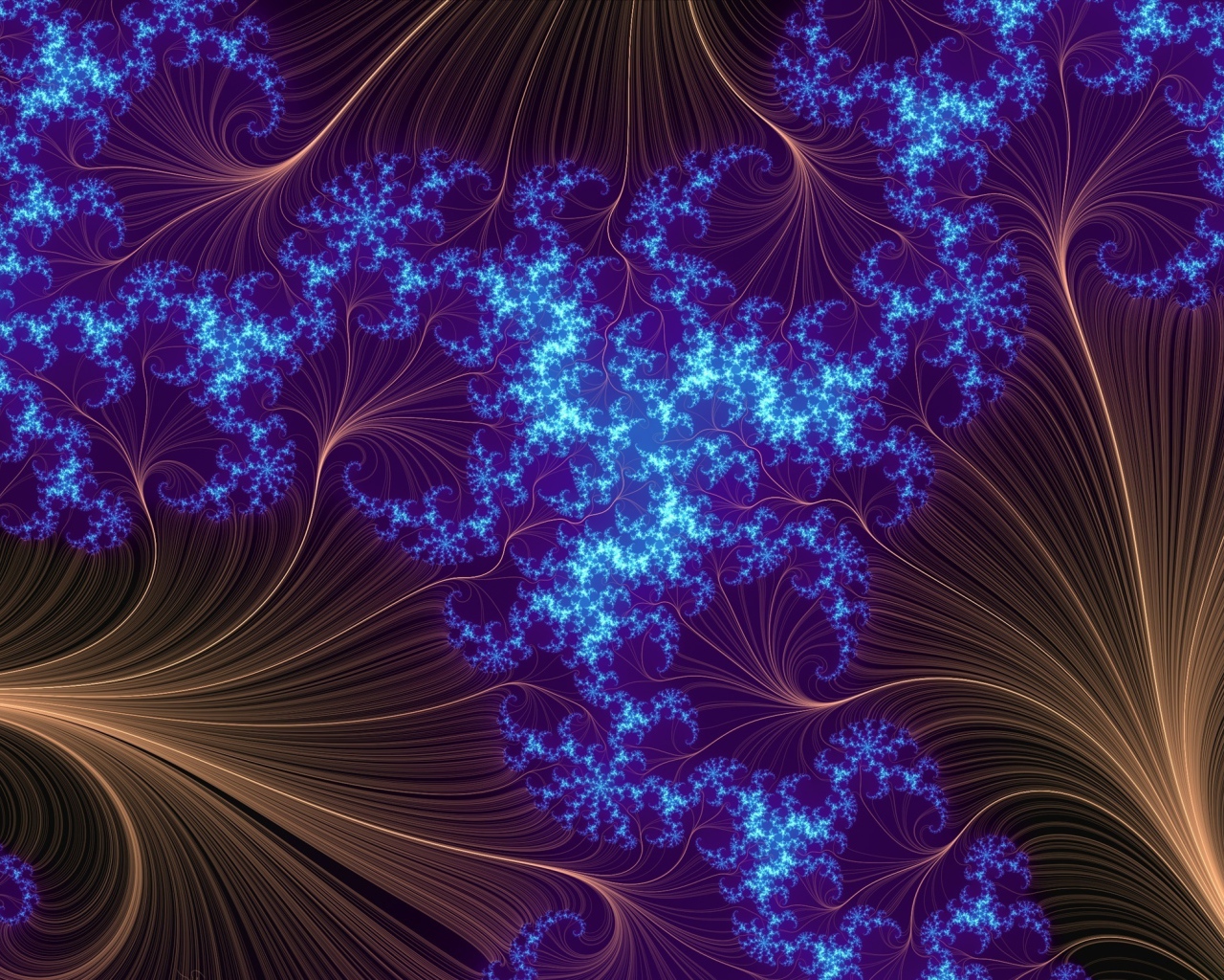 Абстрактный неоновый рисунок с коричневыми вставками 