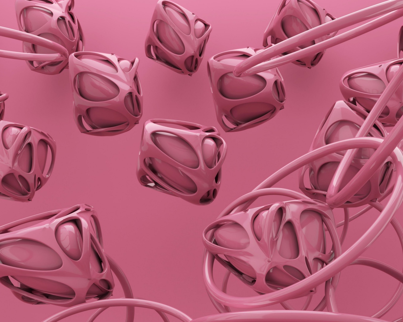 Абстрактные розовые квадраты с кольцами 