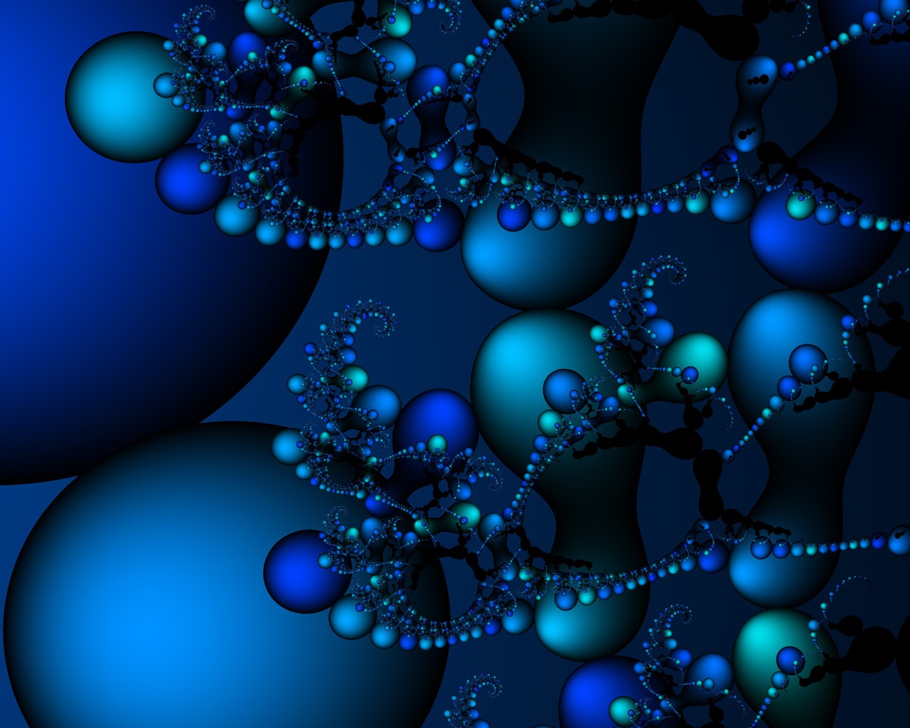 Шары разного размера в фрактальном рисунке