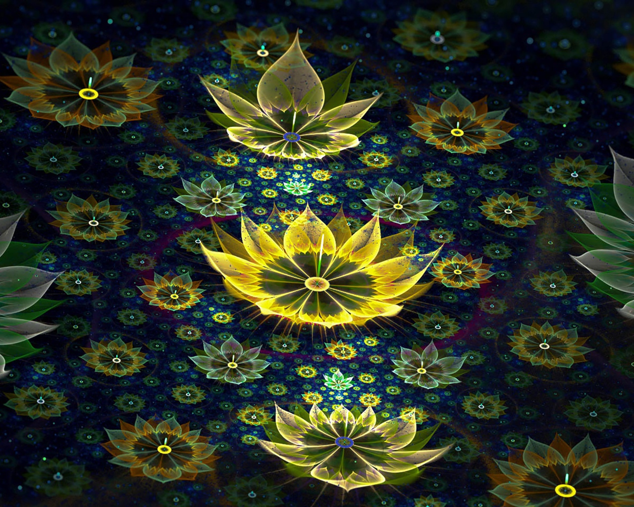 Красивые 3д цветы на черном фоне