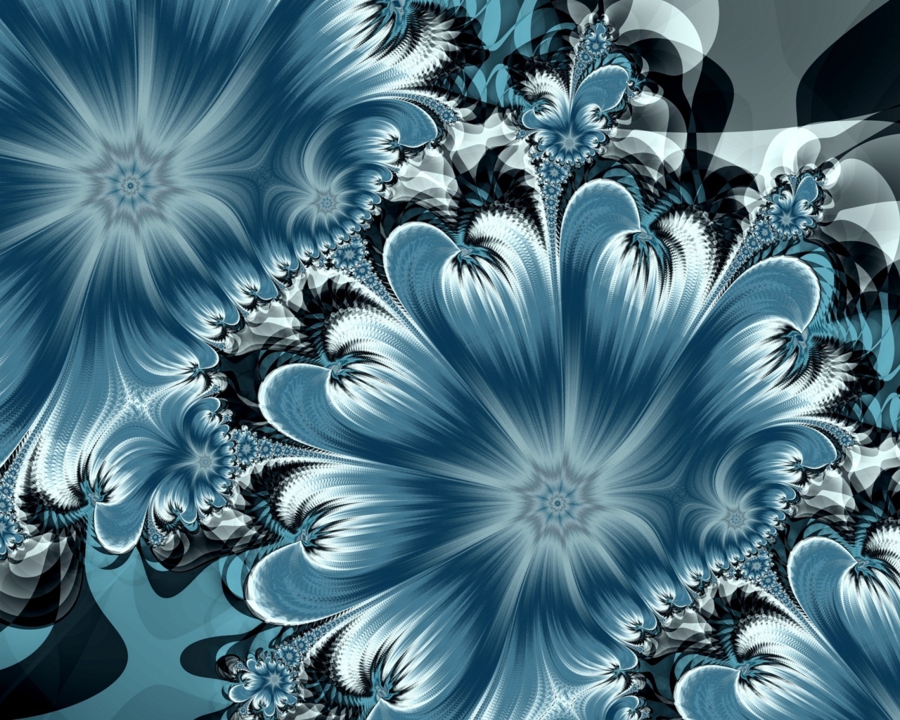 Красивый абстрактный синий цветок с узорами 