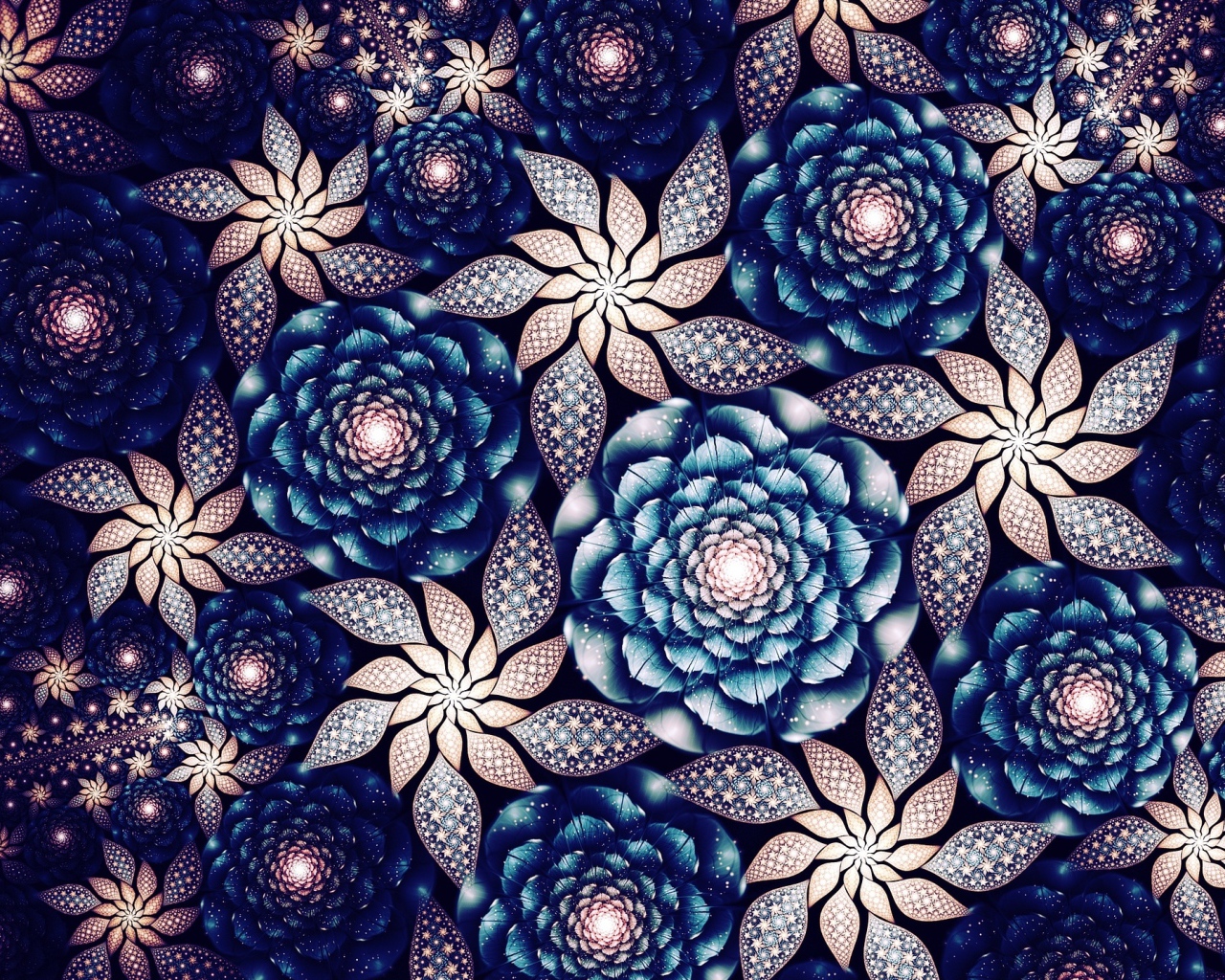 Красивые абстрактные цветы с неоновым свечением