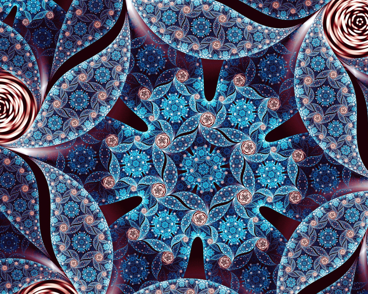 Красивый фрактальный цветок с длинными лепестками 