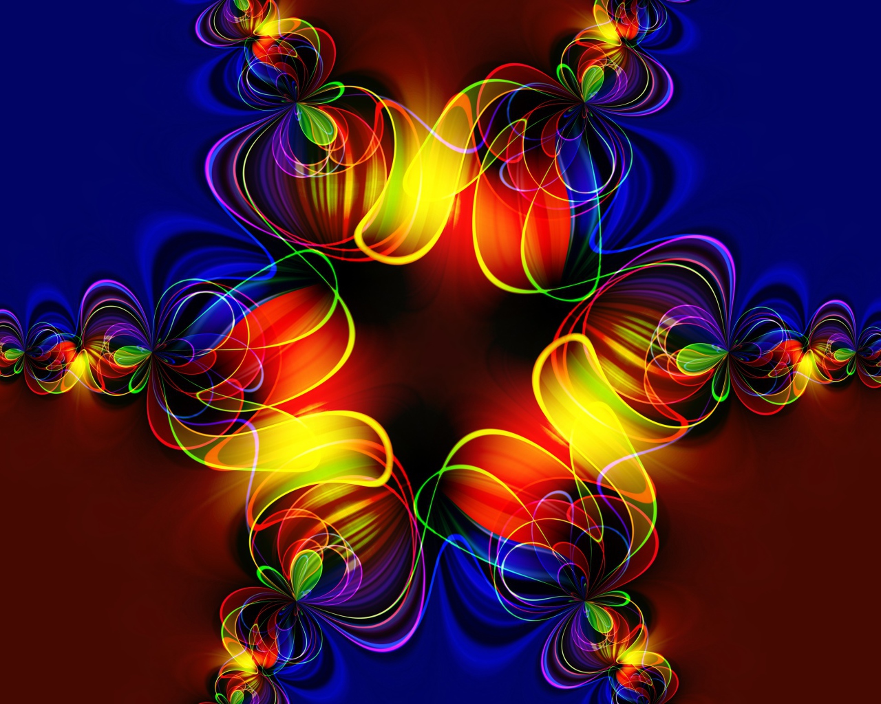 Красивый разноцветный симметричный цветок