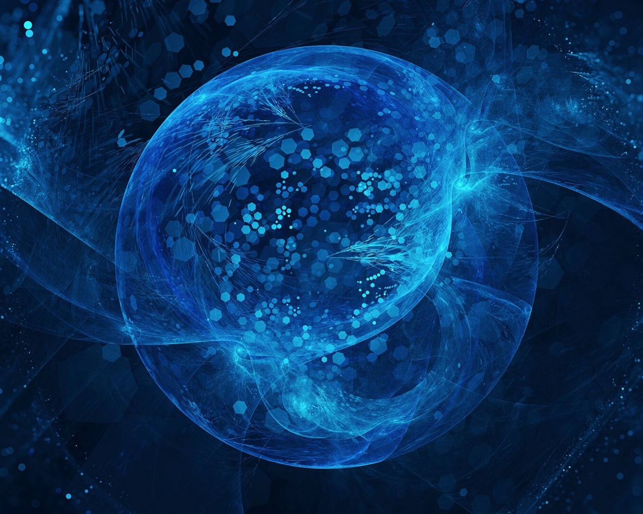 Красивый неоновый шар на блестящем фоне