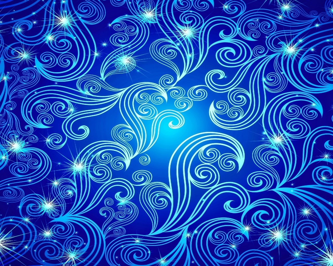 Красивые неоновые волны на голубом фоне 