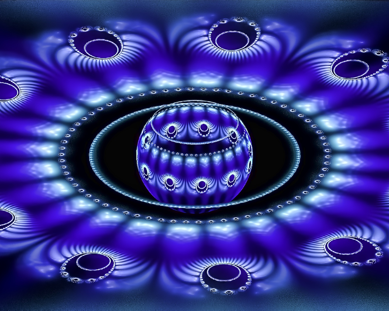 Синий цветок со сферой внутри 3д графика