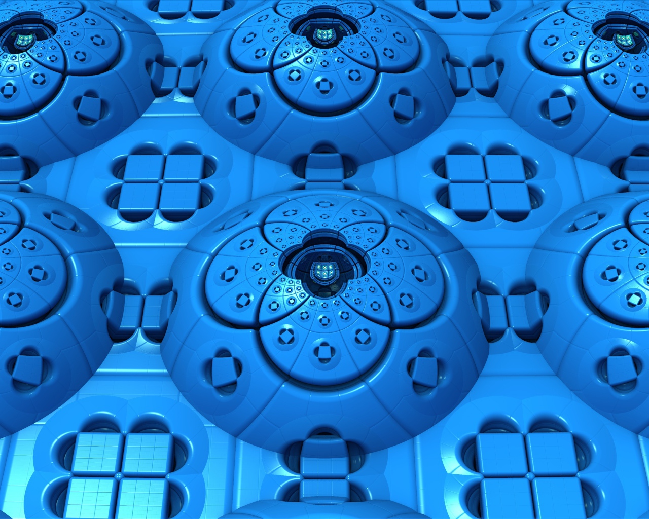 Голубые фрактальные цветочные узоры