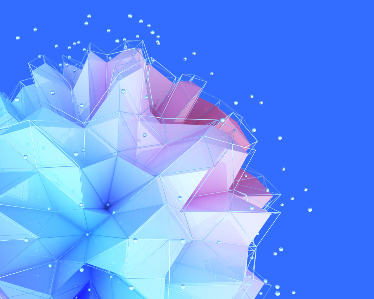 Голубой геометрический цветок на синем фоне 