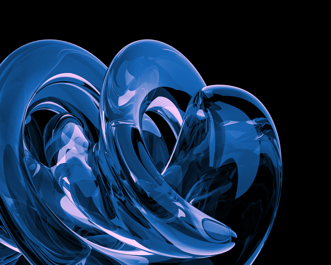 Голубая прозрачная спираль на черном фоне 