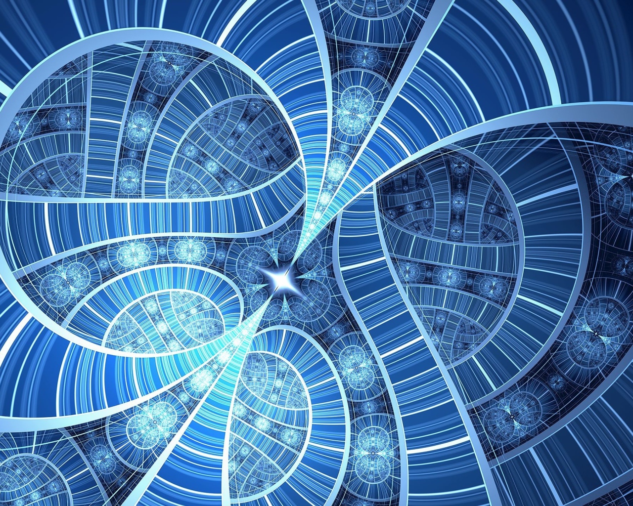 Голубой волнистый фрактальный узор