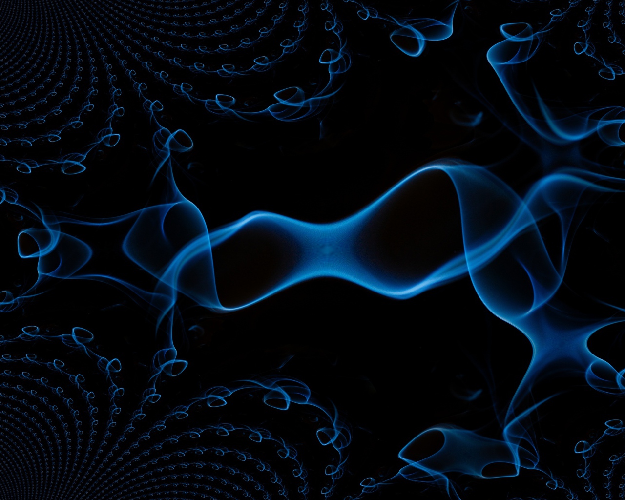 Синий волнистый дым на черном фоне